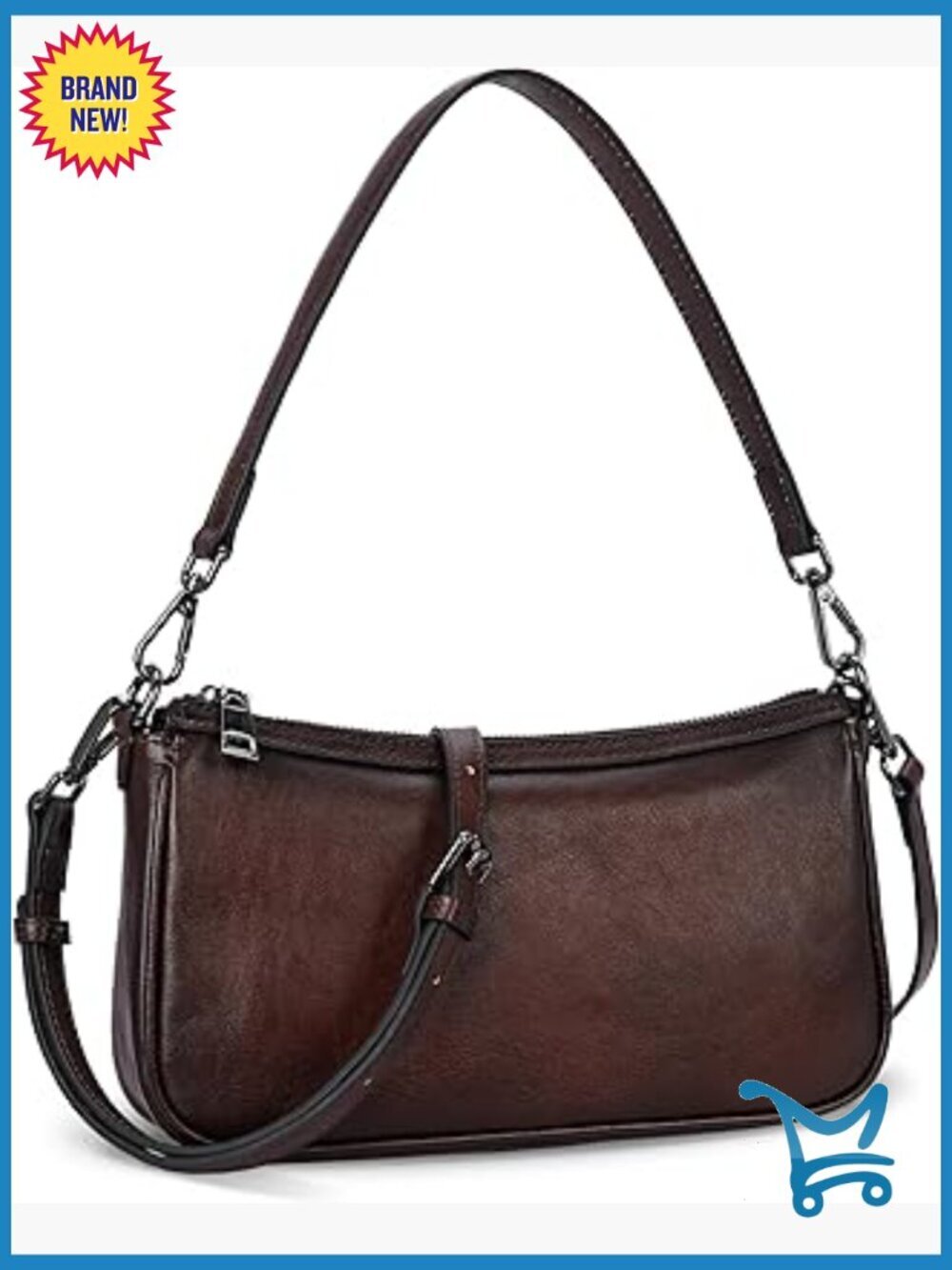 Small Leather Crossbody Bag Hobo Purse Satchel with Adjustable Straps